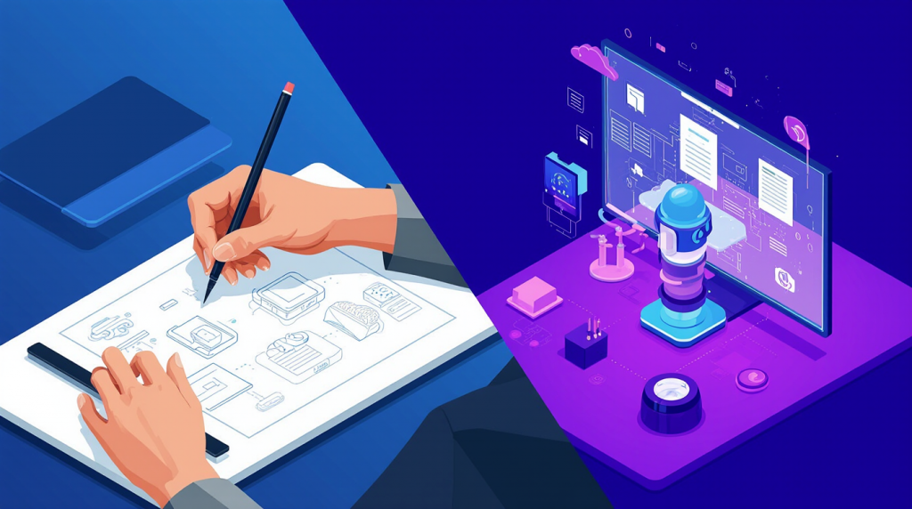 Diseñador utilizando IA para crear